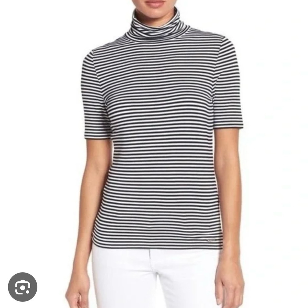 Micheal Kors mock striped turtleneck